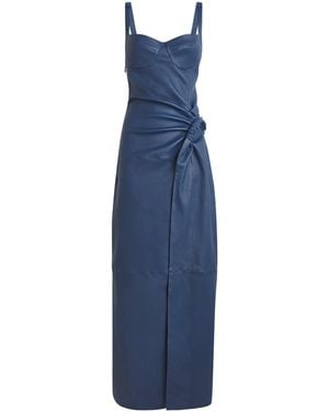 Jonathan Simkhai Leather Draped Lyle Maxi Dress - Blue