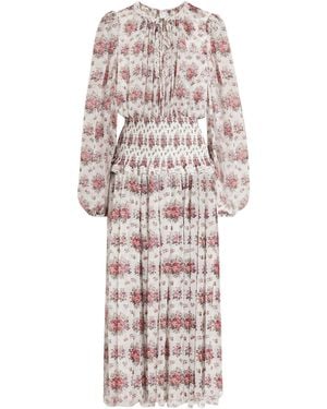Dolce & Gabbana Silk-Blend Floral Midi Dress - White
