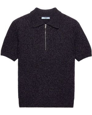 Prada Wool-Cashmere Polo Sweater - Blue