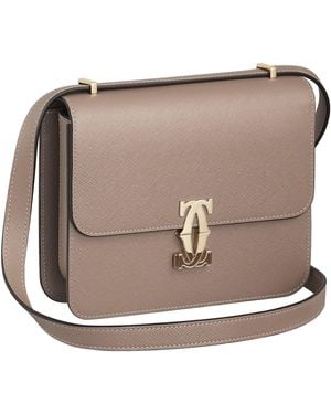Cartier Mini Leather C De Shoulder Bag - Natural