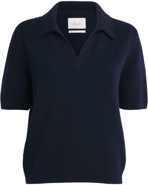 Harrods Cotton-Cashmere Collared Sweater - Blue