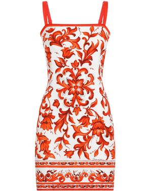 Dolce & Gabbana Silk-Blend Majolica Print Mini Dress - Red