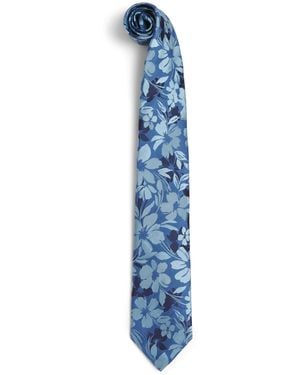Isaia Silk-Linen Jacquard Tie - Blue