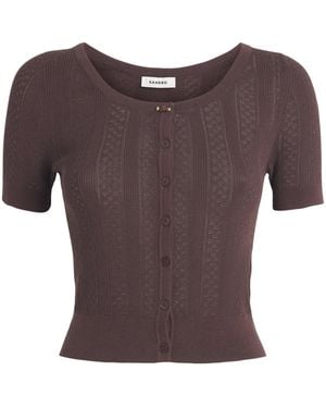 Sandro Pointelle Short-Sleeve Cardigan - Purple