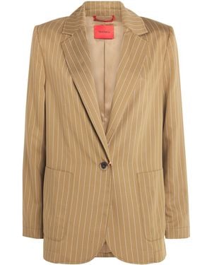 MAX&Co. Pinstripe Single-Breasted Blazer - Natural