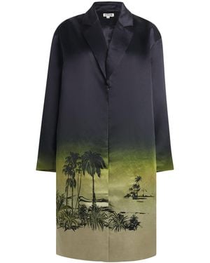 STAUD Linen-Silk Jasper Jacket - Blue
