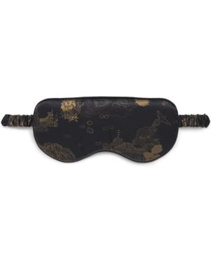 Derek Rose Silk Rose Jacquard Eye Mask - Black