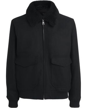 Sandro Wool-Blend Bomber Jacket - Black