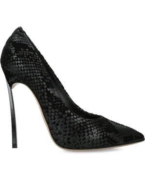 Casadei Snake-Effect Blade Kitana Heels 120 - Black