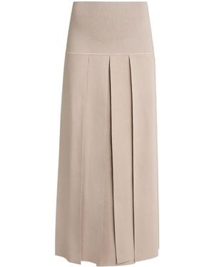 Alaïa Pleated Midi Skirt - Natural