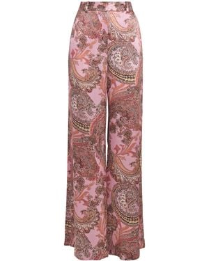 L'Agence Silk Pilar Wide-Leg Trousers - Pink