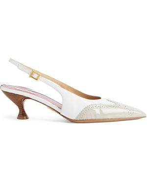 Thom Browne Patent Leather Wingtip Slingback Heels 50 - White