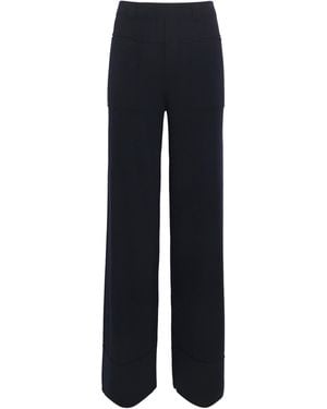 Allude Wool-Cashmere Straight Trousers - Blue