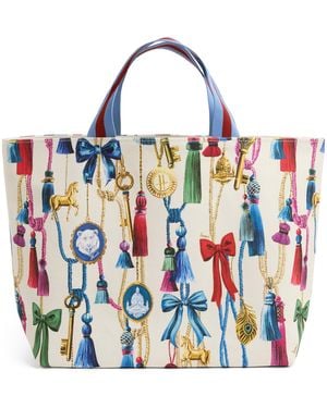 Harrods Small Tassel Tote Bag - Blue