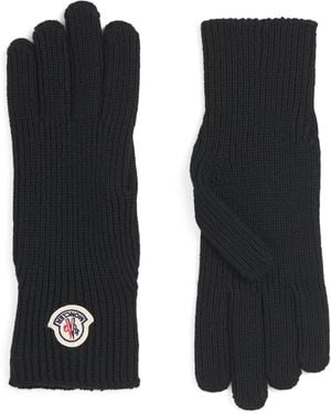 Moncler Wool Logo Gloves - Black