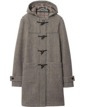 Burberry Toggle-Closure Hooded Duffle Coat - Grey