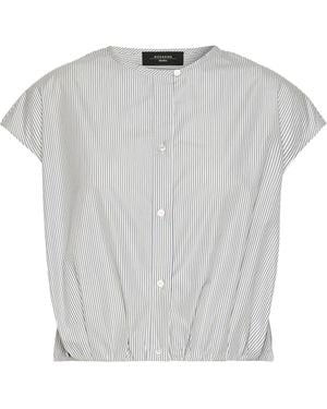 Weekend by Maxmara Collarless Stripe Shirt - White