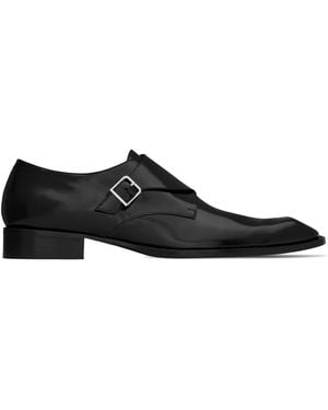 Saint Laurent Leather Connor Buckled Monk Shoes - Black