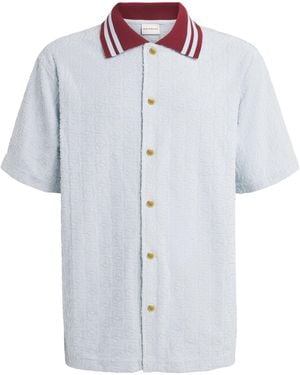 Drole de Monsieur Cotton Monogram Short-Sleeve Shirt - Blue