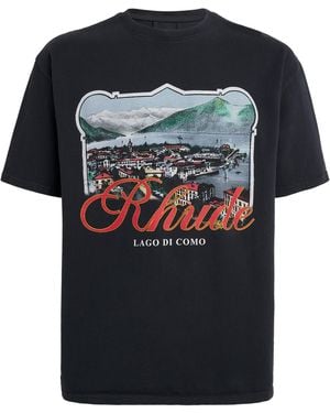 Rhude Como 1907 Lago Di Como Logo-Print Cotton-Jersey T