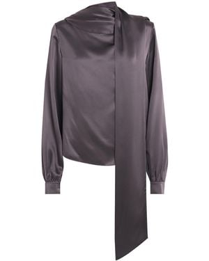 Acne Studios Silk Long-Sleeve Scarf Blouse - Blue