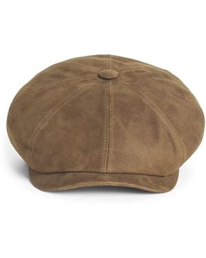 Stetson Leather Hatteras Flat Cap - Brown
