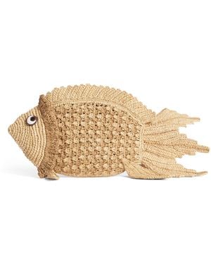 Anya Hindmarch Raffia Fish Clutch Bag - Natural