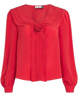 RIXO London Silk Floral-Appliqué Blouse - Red