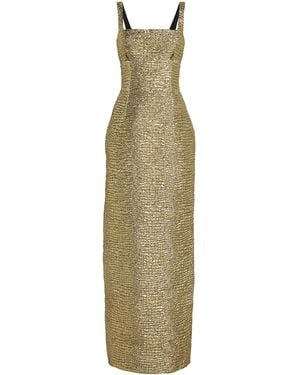 Emilia Wickstead Metallic Seersucker Micheline Gown - Green