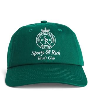 Sporty & Rich Cotton Embroidered Baseball Cap - Green