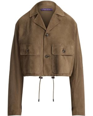 Ralph Lauren Suede Cropped Utility Jacket - Brown