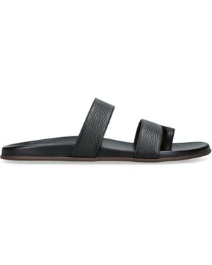 The Row Hugh Leather Sandals - Black