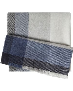 Brunello Cucinelli Wool-Cashmere Striped Scarf - Gray