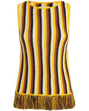 Escvdo Cotton Misti Sleeveless Top - Yellow