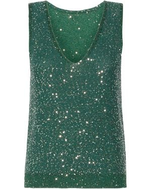 Weekend by Maxmara Knitted Sequin Tank Top - Green