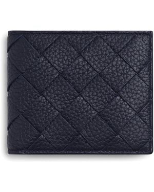 Bottega Veneta Leather Intrecciato Bifold Wallet - Blue