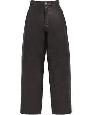 Lauren Manoogian Leather Wide-Leg Pants - Black