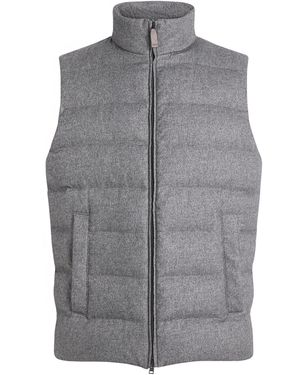 Herno Silk-Cashmere Down Quilted Gilet - Gray