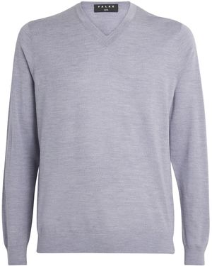FALKE Virgin Wool V-Neck Sweater - Blue