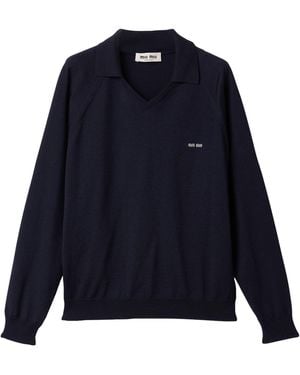 Miu Miu Wool Polo Jumper - Blue