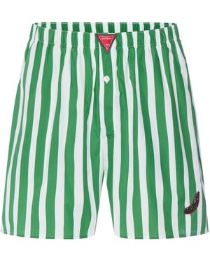 Hanro Cotton Stripe Shorts - Green