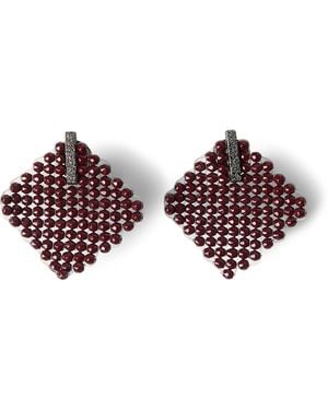 Brunello Cucinelli Sterling And Hematite Square Earrings - Purple
