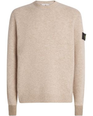 Stone Island Knitted Crew-Neck Jumper - Natural