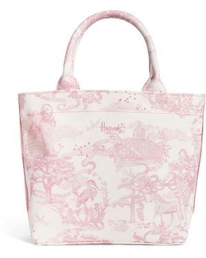 Harrods Small Toile Print Tote Bag - Pink