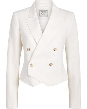 With Nothing Underneath Linen Belgravia Cropped Blazer - White