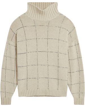 dunhill Cashmere Check Funnel-Neck Jumper - Natural