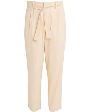 Commas Linen-Blend Belted Straight Trousers - Natural