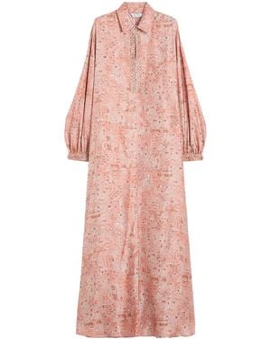 Max Mara Printed Maxi Shirt Dress - Pink