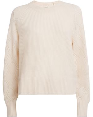 PAIGE Cashmere Pointelle-Sleeve Monserrat Jumper - White