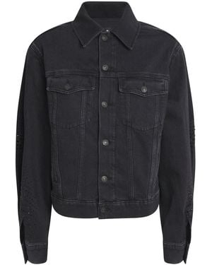 7 For All Mankind Embellished Twisted Denim Jacket - Black